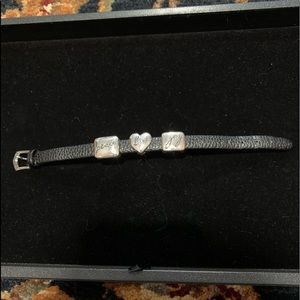 Black leather and silver Bracelet